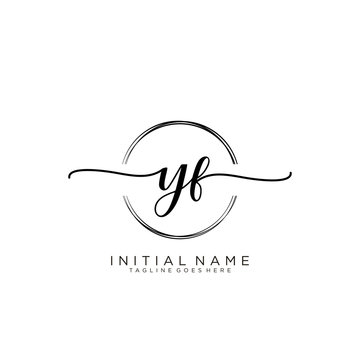 YF Initial handwriting logo with circle template vector.