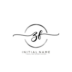 ZF Initial handwriting logo with circle template vector.
