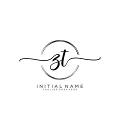 ZT Initial handwriting logo with circle template vector.
