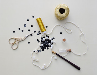 Equipment and supplies for bead embroidery or tambour embroidery