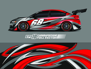 Racing car wrap decal vector. Graphic abstract stripe racing background kit designs for wrap vehicle, race car, rally, adventure and livery. Full vector eps 10