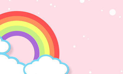 Abstract kawaii colorful cartoon sky rainbow background. Soft gradient pastel. Concept for wedding card design or presentation