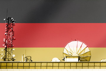 3D illustration Telecommunications in countries with the flag of Germany