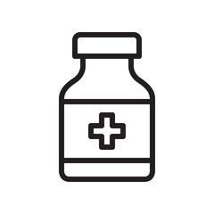 Obraz premium Medicine bottle icon in trendy outline style design. Vector graphic illustration. Medicine bottle icon for website design, logo, app, and ui. Editable vector stroke. EPS 10.