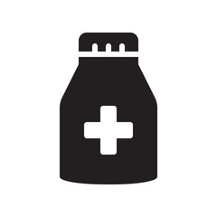Medicine bottle icon in trendy flat style design. Vector graphic illustration. Medicine bottle icon for website design, logo, app, and ui. Vector file. EPS 10.