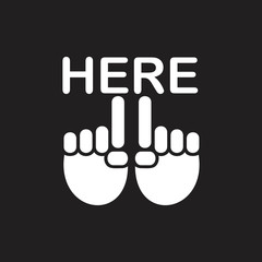 pointing arrow here simple geometric hand symbol vector