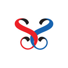letter ss 3d ribbon curves flow abstract logo vector