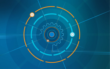 High tech background with circles, wheels, and gear in motion