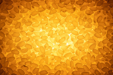 Rice closeup. The effect of a yellow light passing through the rice.