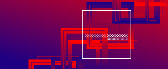 Abstract background with simple square or rectangle geometrical shapes. Geometric template with fluid gradients. Line design, technology concept. Vector Illustration For Wallpaper, Banner Background