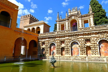 The Real Alcazar of Seville Spain, one of the oldest used Palaces in the world, from the end of the eleventh century to the present day, 