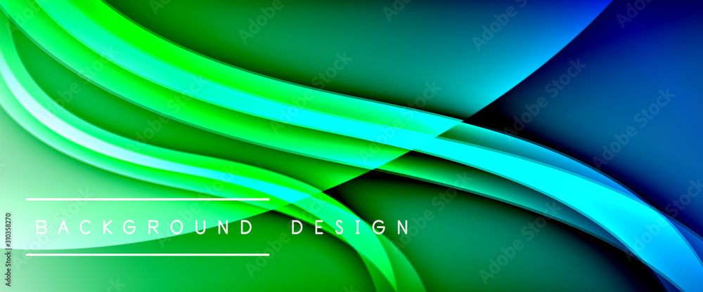 Aufkleber dynamic trendy fluid color gradient abstract background with flowing wave lines. vector illustration