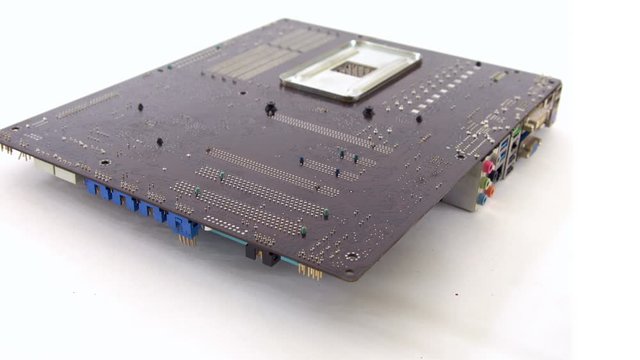 Computer Motherboard Circuit Slider Shot, Close Up