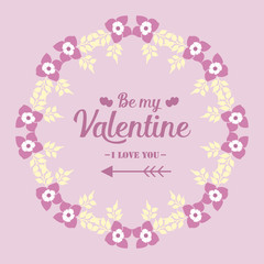 Fototapeta na wymiar Card template happy valentine, with pink and white flower frame beautiful. Vector