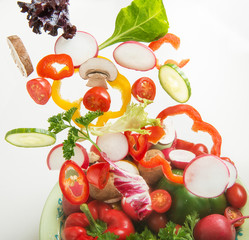 Tossed salad on white background