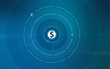 Dollar, Euro, Pound, Yen monetary currency exchange power worldwide background concept