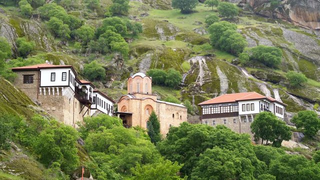Saint Archangel Michael Monastery on rocks in Prilep, Macedonia
