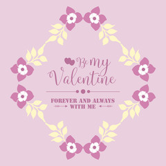 Elegant card happy valentine, with pink and white floral frame unique. Vector