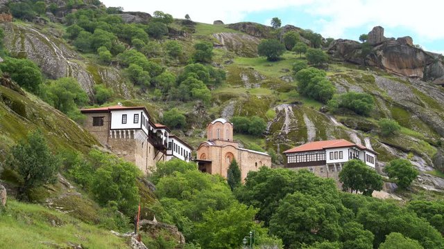 Saint Archangel Michael Monastery on rocks in Prilep, Macedonia