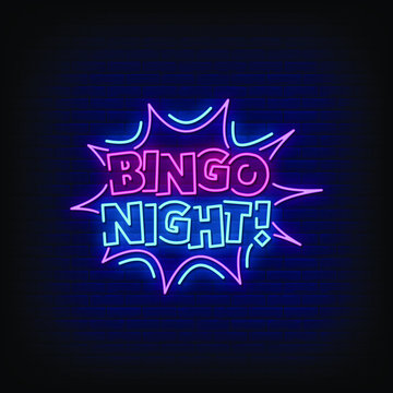 Bingo Night Neon Signs Style Text Vector