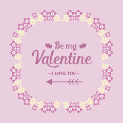 Elegant card happy valentine, with pink and white floral frame unique. Vector