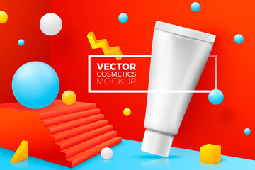 Vector abstract corner scene with tube cream