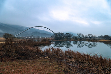 Fototapeta na wymiar Bridge and Lake-Joanmyon Namyangju Gyonggido, Korea
