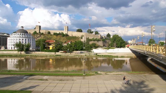 Skopje Fortress, Vardar River of old Ottoman district Uskup, Macedonia