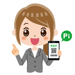 キャッシュレス　PAY　ビジネスウーマン