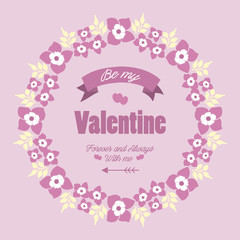 Vintage pink and white floral frame, for decoration of invitation card happy valentine with unique style. Vector