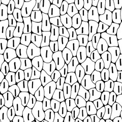 Seamless pattern with abstract simple elements, mosaic on a white background. Hand drawn doodle illustration with lines. Design template, fabric, wallpaper, cover, packaging, wrapper, print.