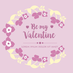 Poster of happy valentine, with romantic pink and white floral frame. Vector
