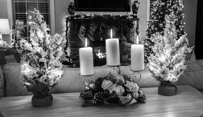 Classic Christmas Candles in Black and White