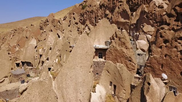 Unusual naturally formed carved rock cave houses of Kandovan, Iran