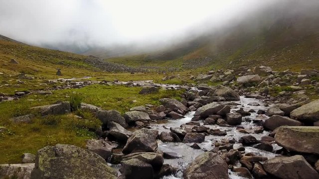 Clean stream flowing of green Ayder Plateau in Rize, Turkey
