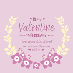 Card decor happy valentine beautiful with unique of pink and white wreath frame. Vector