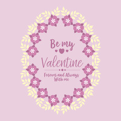 Obraz na płótnie Canvas Card decoration happy valentine, with pink floral frame and leaf white of elegant. Vector
