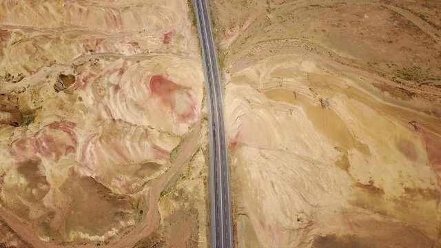 Long highway in the middle of the volcanic desert, Turkey