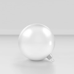 White Christmas Balls Mockup, 3d Rendered isolated on light gray background