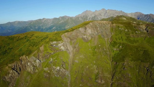 Peak of Rocky mountain and high steppes in Artvin, Turkey