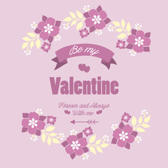 Fototapeta na wymiar Decorative of frame with leaf white and pink floral of elegant, for poster design happy valentine. Vector