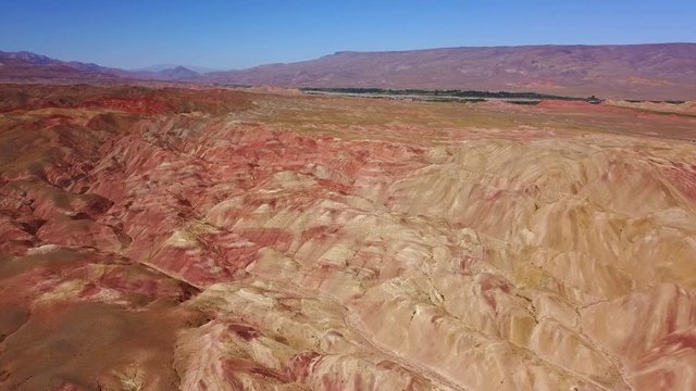 Flying on the colourful mountains and hills of Igdir, Turkey