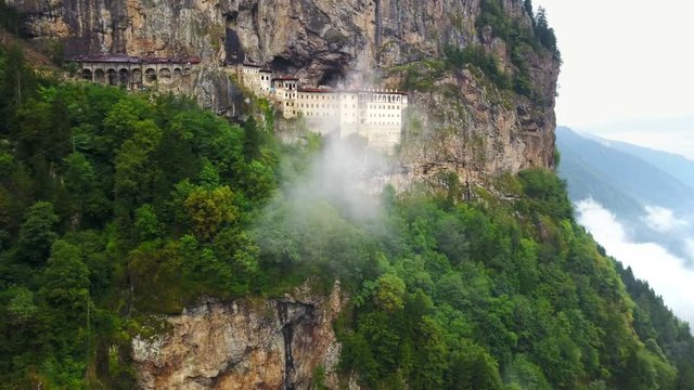 Carved mountain church for orthodox belief, Sumela Monastery, Trabzon, Turkey