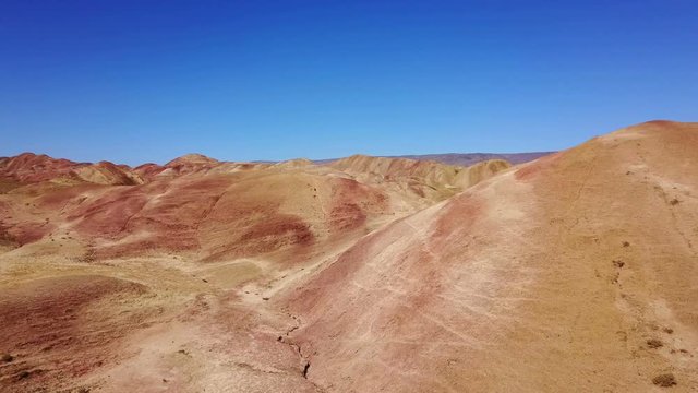 Flying on the colourful mountains and hills of Igdir, Turkey