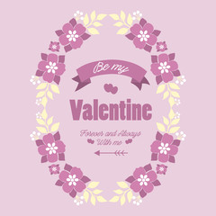 Design vintage card happy valentine, with beautiful bloosom pink floral frame. Vector