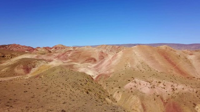 Flying on the colourful mountains and hills of Igdir, Turkey