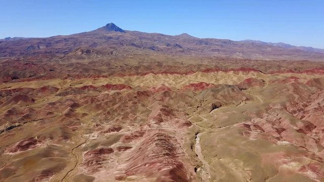 Flying on the colourful mountains and hills of Igdir, Turkey