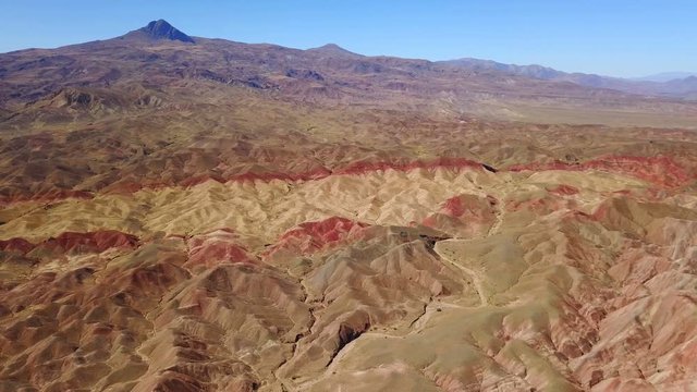 Flying on the colourful mountains and hills of Igdir, Turkey
