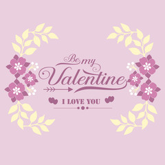 Greeting card happy valentine, with beautiful wreath frame and unique. Vector