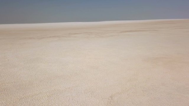 Wide, white Urmia salt lake in Middle East, Iran